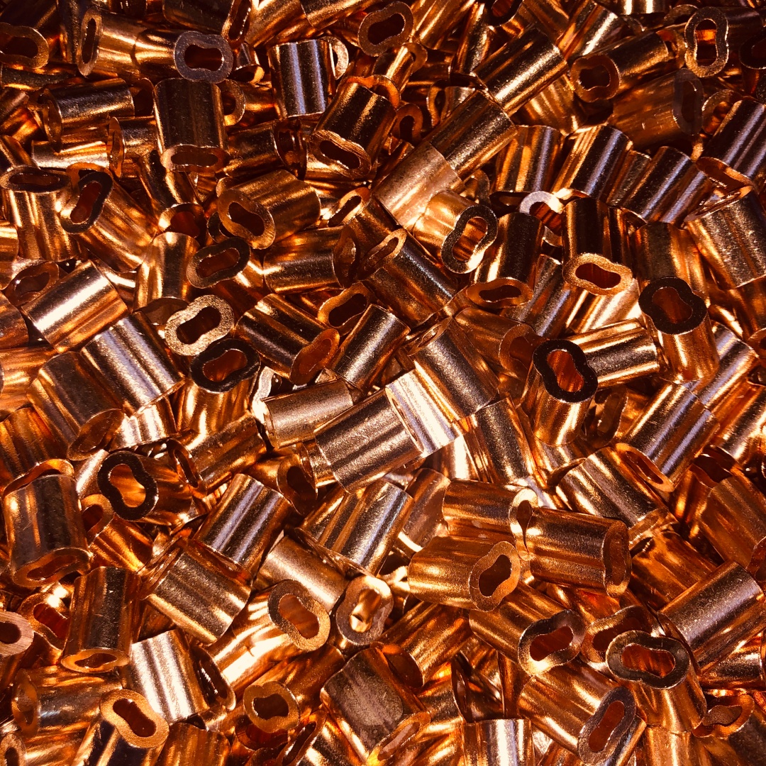 Copper Oval Crimp Sleeves Kit For 1-24mm Wire Rope - Single Barrel Cable Ferrule &amp; Loop