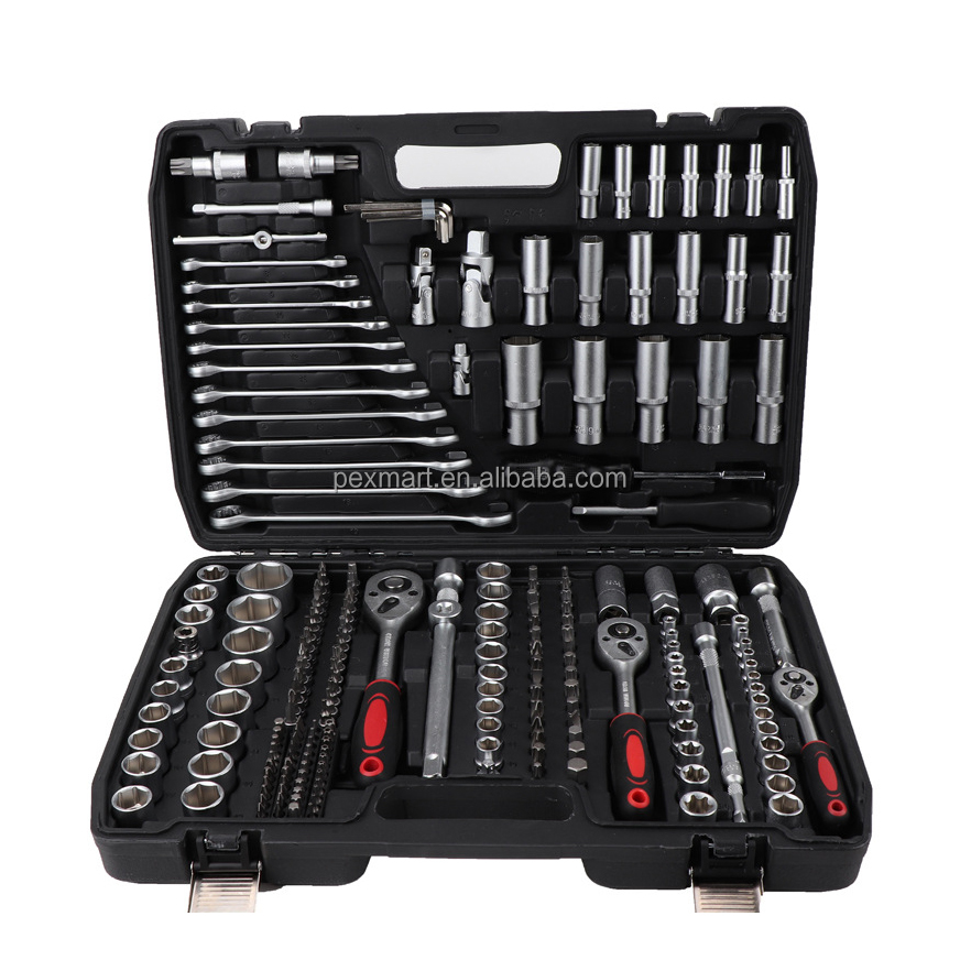 Elehand OEM 216-piece 1/4",3/8'',1/2" Drive Carbon Steel/CR-V Socket Set Hard Case Ratchet Screwdriver Socket Set Mechanic Tools