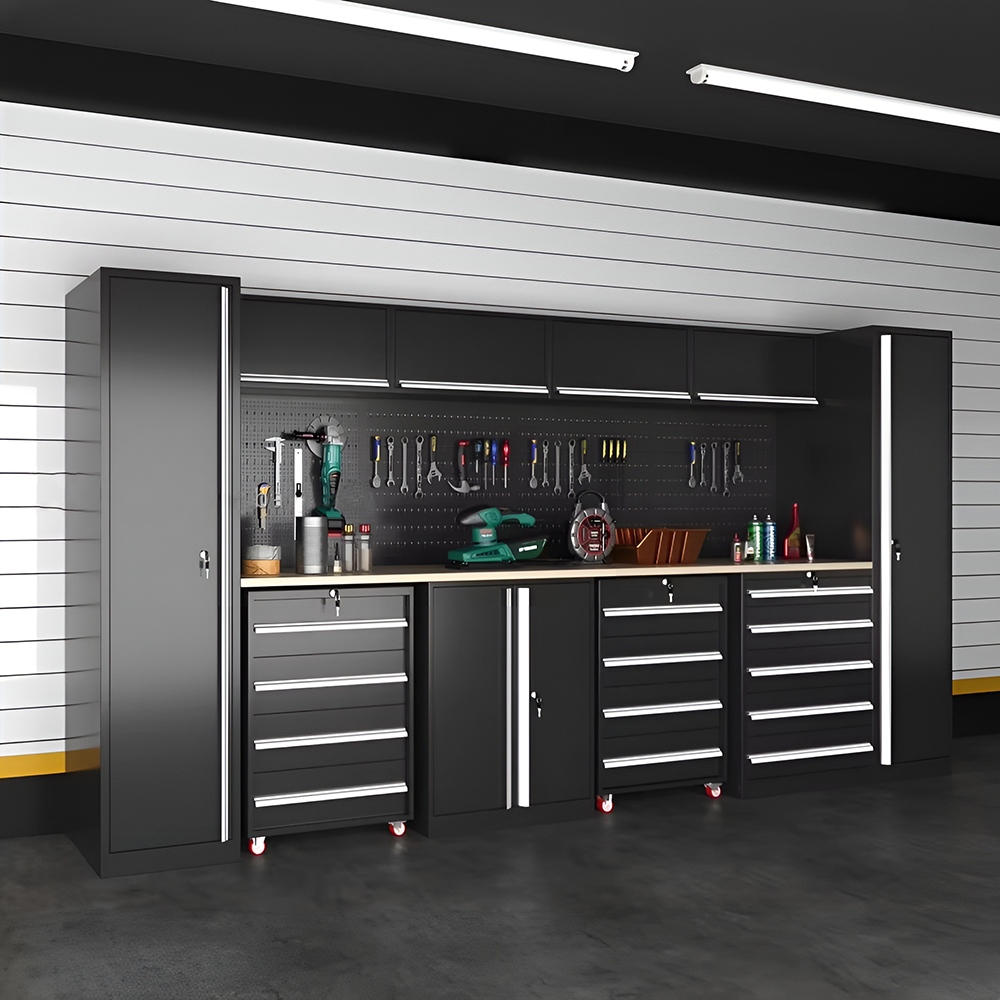 Heavy-Duty Workshop Garage Tool Chest Units Workbench Metal Furniture Combination Chest For Garage Storage Tool Cabinets System