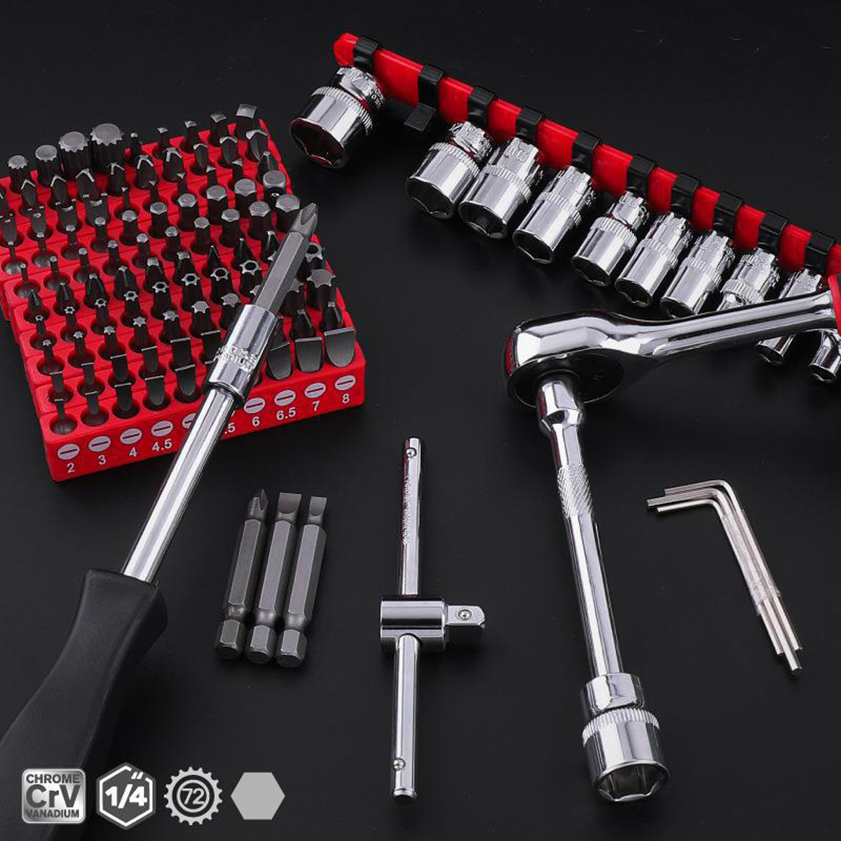 Auto Repair Tool Set Multifunctional Special-Shaped Bit Socket Ratchet Wrench Set Hand Operated Hard Case