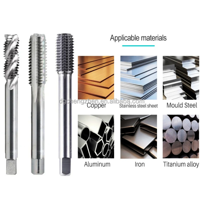 M1-M12 Tin Coated HSS Straight Fluted Machine Tap Plug Tap Drill Bits Steel Die Hand Tools Kit Packaged Plumbing Thread Tools