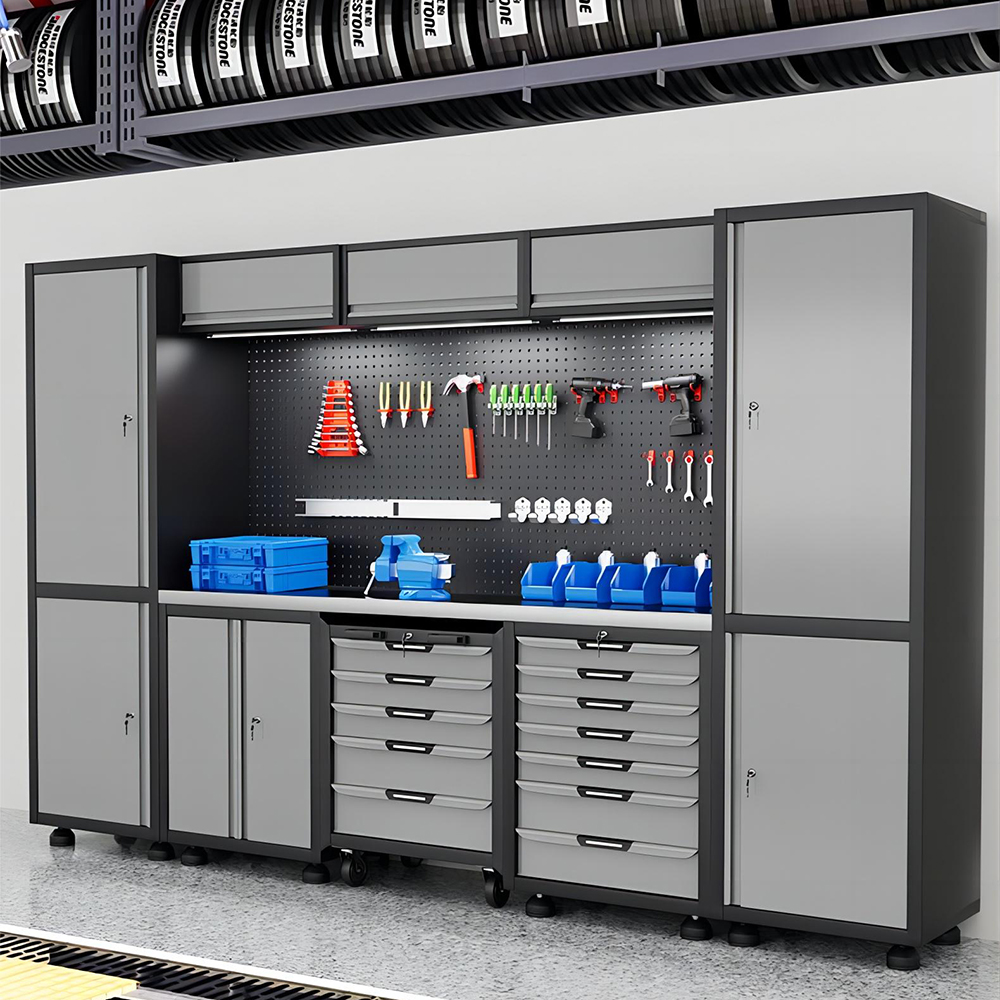 Modern Modular Tool Cabinet Steel Storage Workbench Heavy Duty Garage Tool Chest Customizable OEM Workshop Drawer Cabinet System