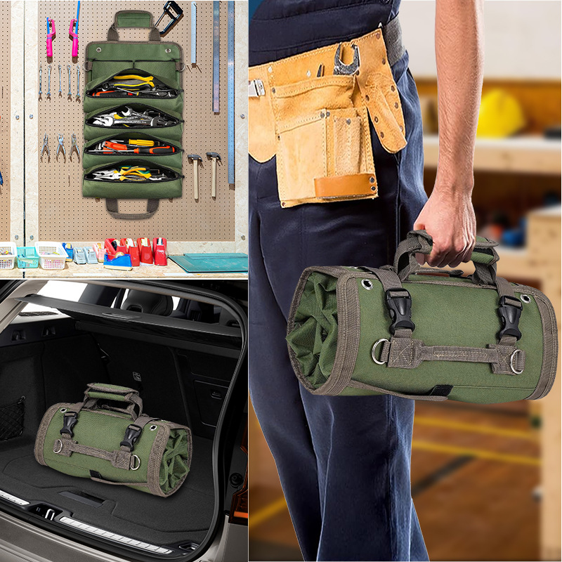 LINGANG Fashion Oxford Cloth Material Roll-Up Tool Storage Bag with 1 Compartment Hanging Car Organizer