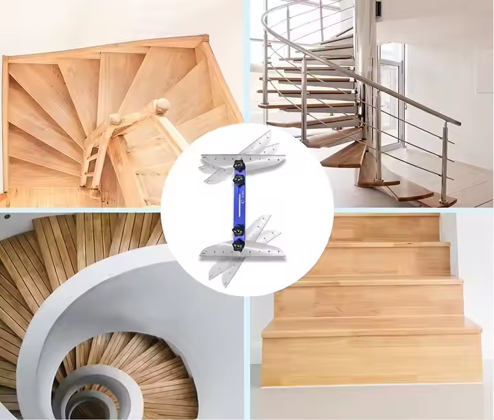 Precision DIY Hand Tools Woodworking Stair Tread Jig Shelf Gauge Layout Tool Contour Gauge Stair Tread Jig Gauge Measuring Tool