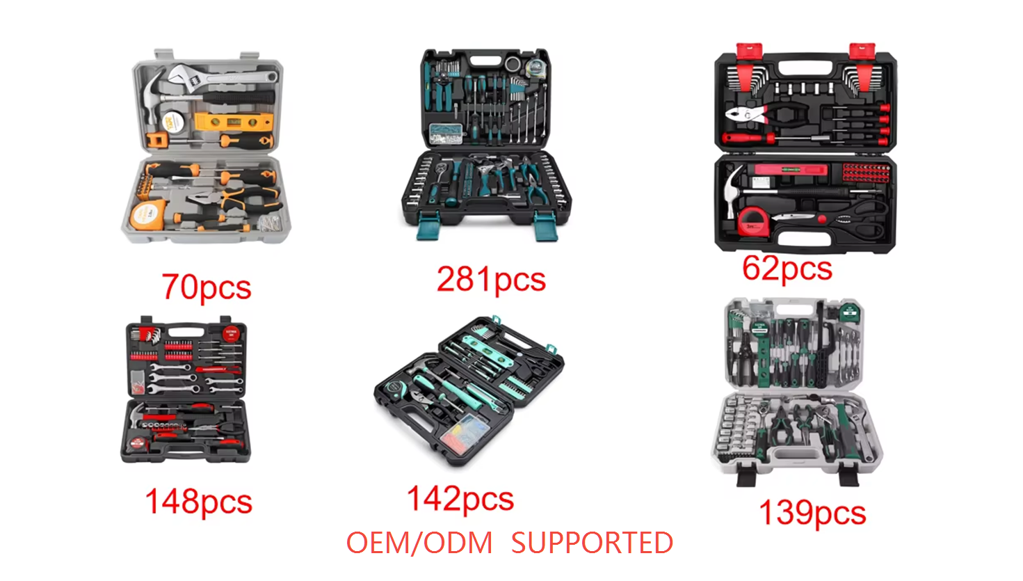46pcs Carbon Steel Ratchet Wrench Socket Set Auto Repair Tool Kit Combination With Hard Case Hand-Power Source OEM Customizable