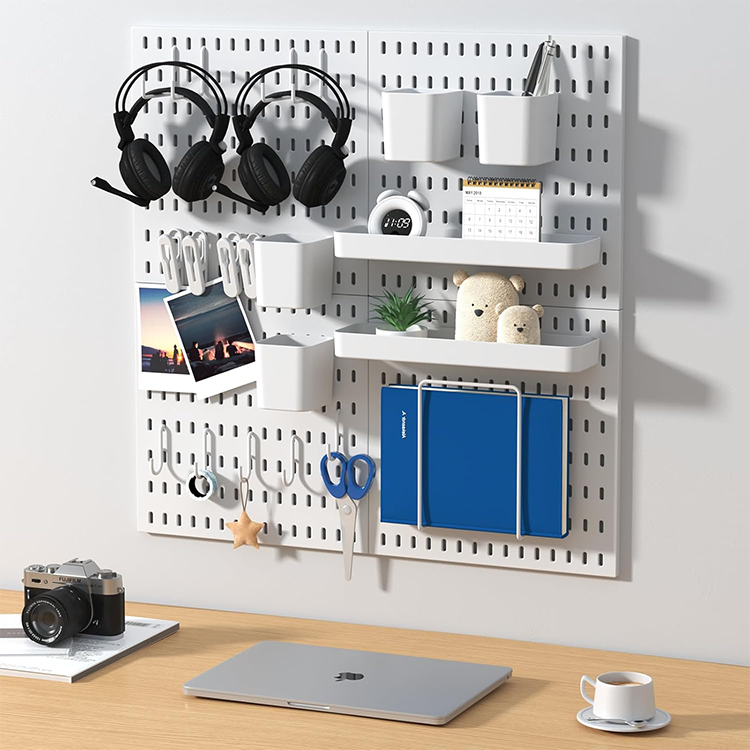 Minimalist Plastic Pegboard Organizer Wall-Mounted Storage Wire Accessory for Home Office Bathroom Wardrobe Bag Tool Storage