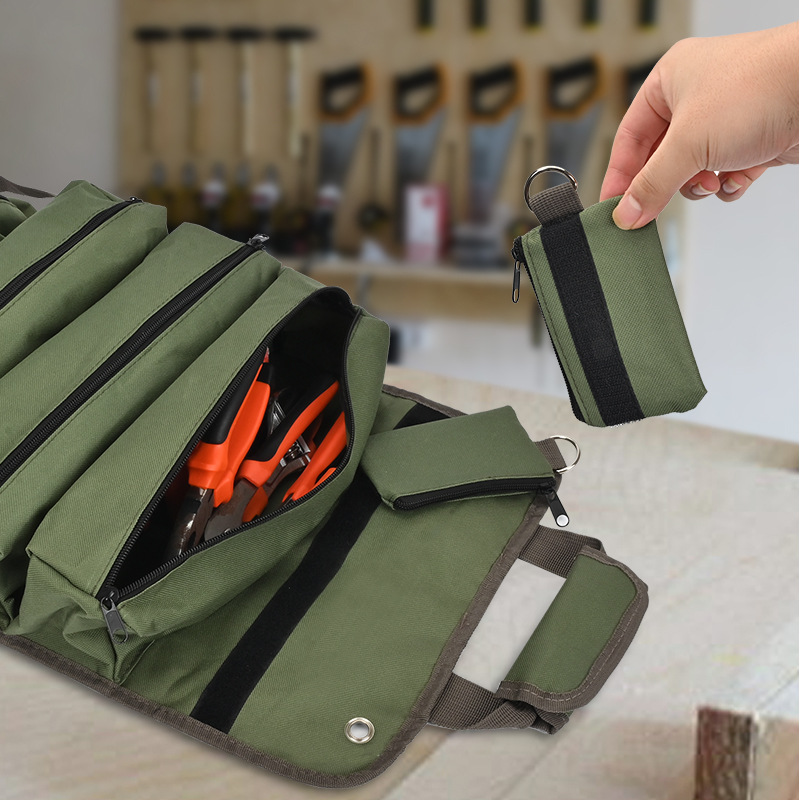 LINGANG Fashion Oxford Cloth Material Roll-Up Tool Storage Bag with 1 Compartment Hanging Car Organizer