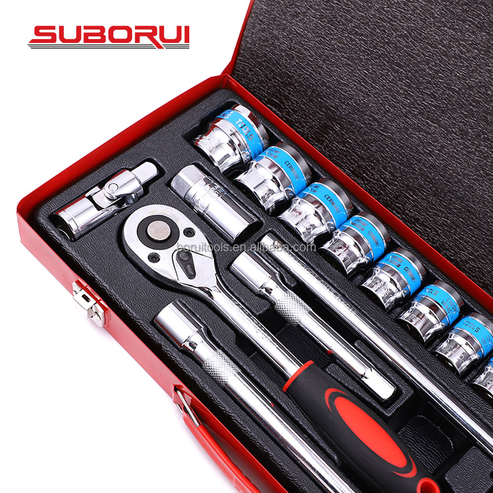 SUBORUI 24PCS OEM Hardware Hand Tool Kit Auto Car Repair 1/2" Socket Wrench Set with Screwdriver and Combination