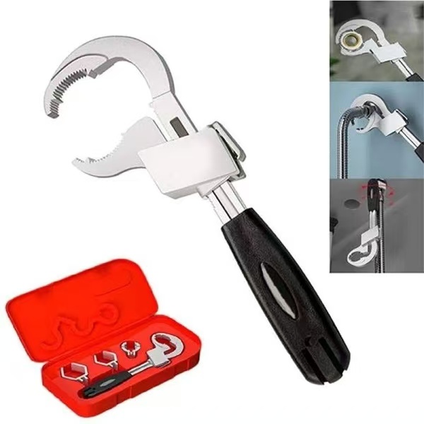 25-80mm Adjustable Size Wrench Bathroom Water Metal Pipe Plumbing Installation Spanner Wrench Repair Tool With Plastic Case