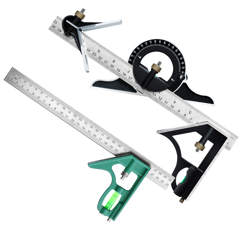 Aluminum Alloy Triangle Ruler,Square Measuring Folding Triangle Ruler,Layout Tool with Base Precision Goniometer Multi-Angle