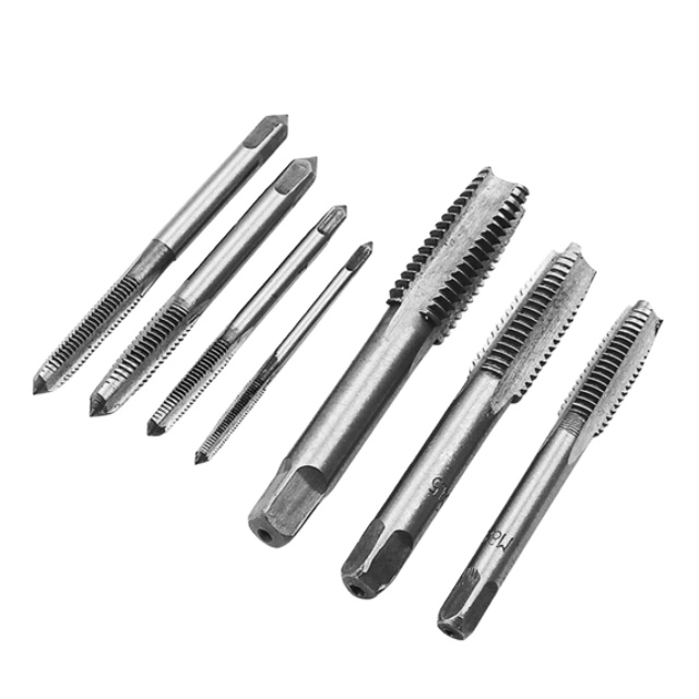 M1-M12 Tin Coated HSS Straight Fluted Machine Tap Plug Tap Drill Bits Steel Die Hand Tools Kit Packaged Plumbing Thread Tools