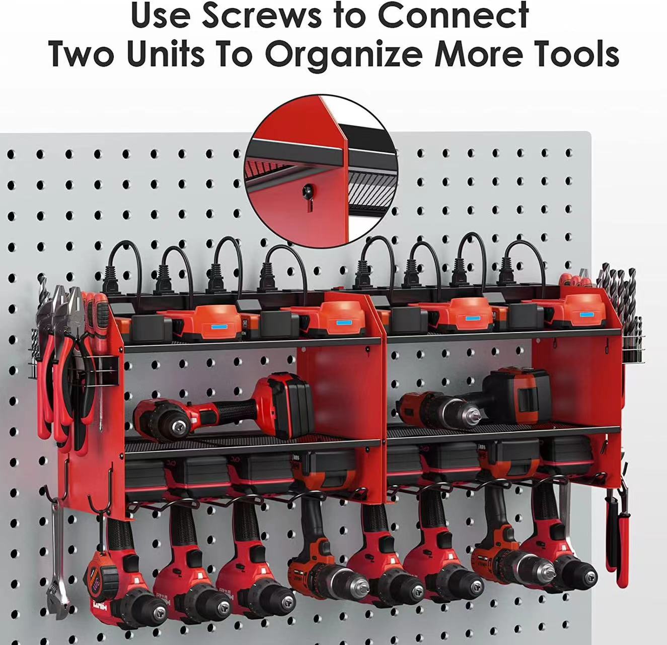 Heavy Duty Power Tool Organizer Drill Holder Wall Mount Overhead Garage Storage Rack Power Tool Organizer