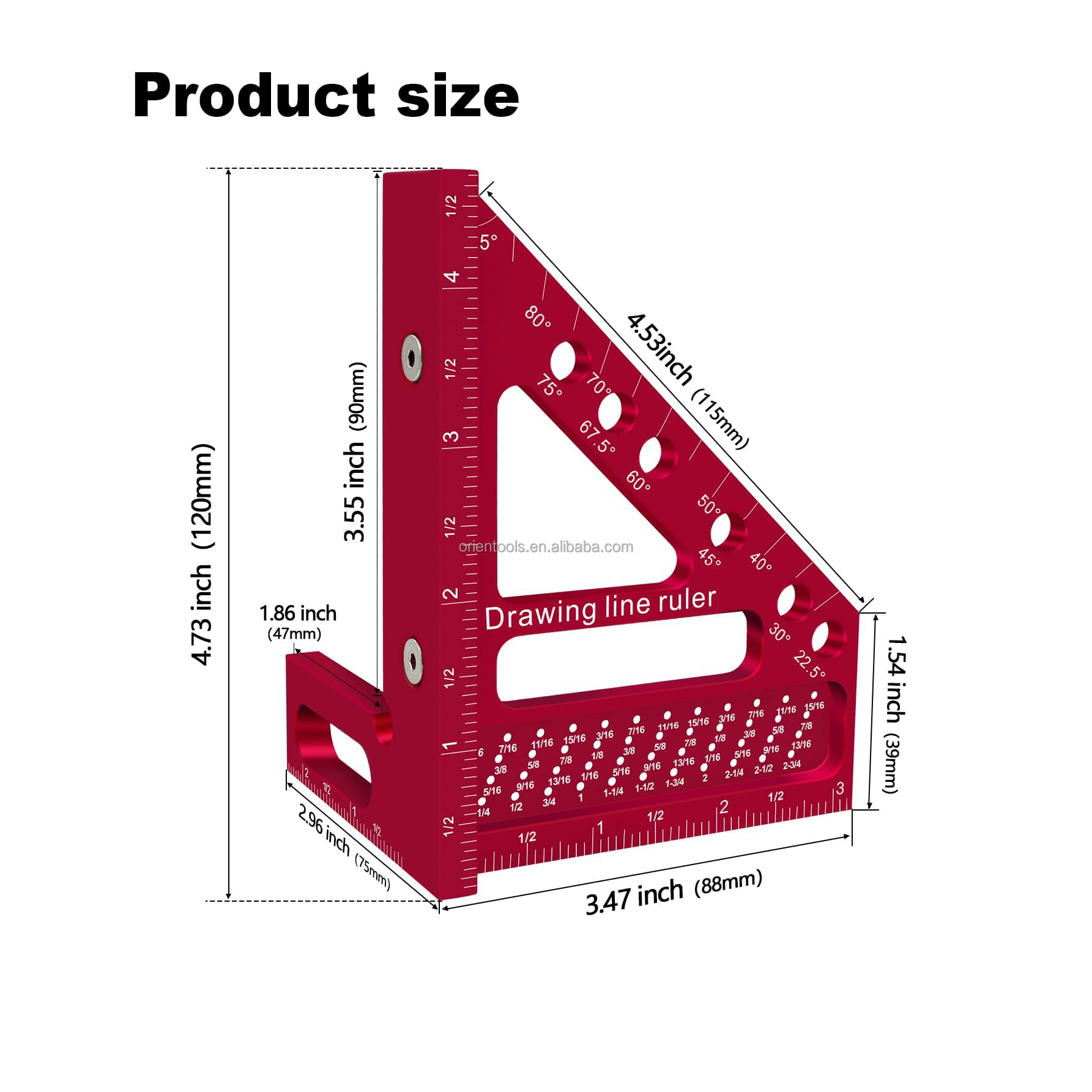 High Precision Layout Measuring Tool Metric 3D Multi-Angle Measuring Ruler