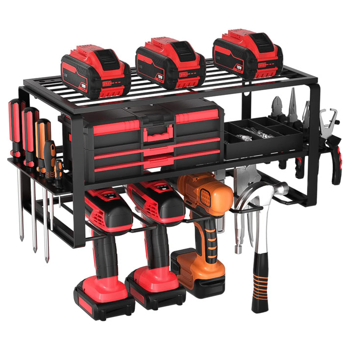Guangzhou OEM ODM Metal Power Tool Organizer Wall Mount Heavy Duty Garage Foldable Tools Storage Racks Manufacture Drill Holder