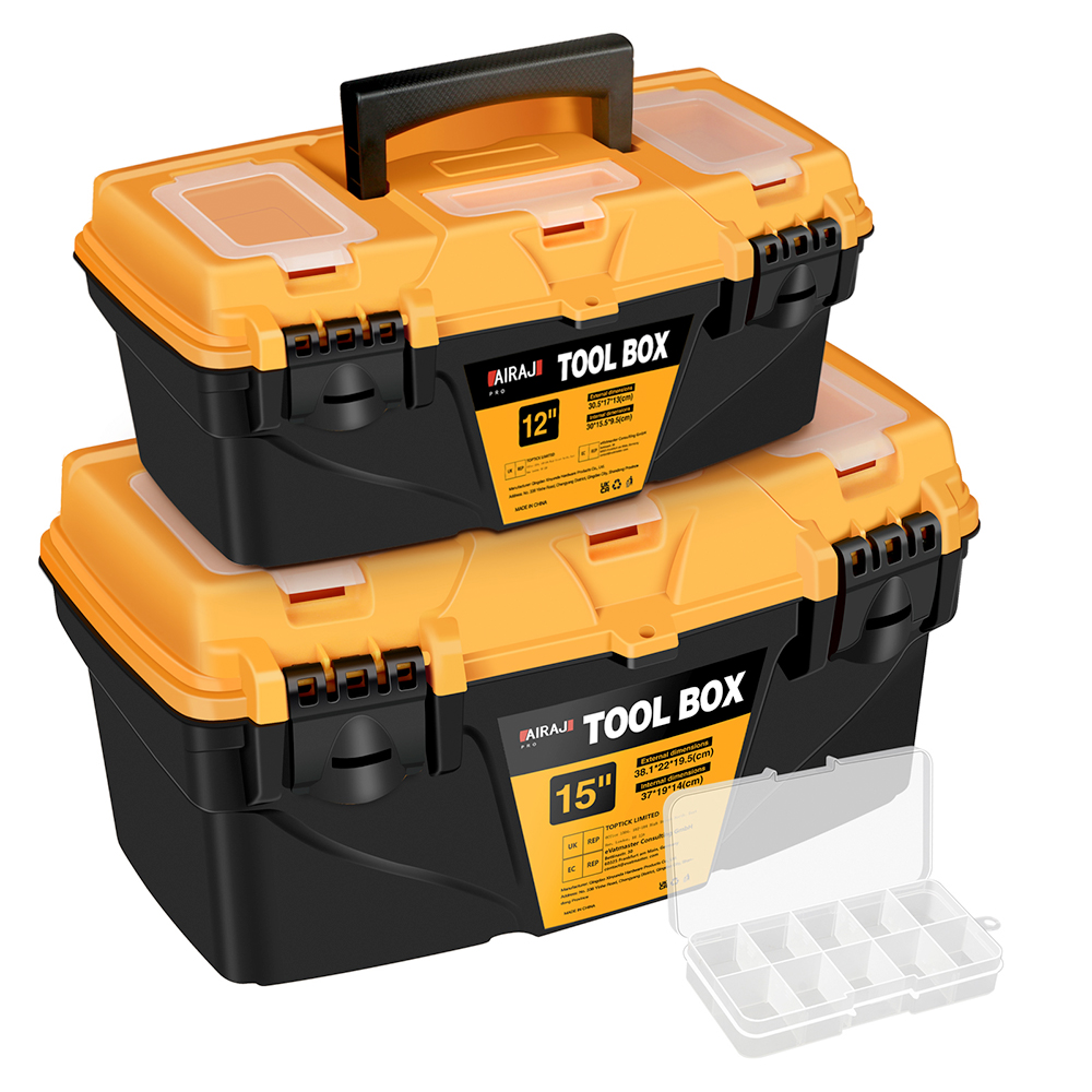 AIRAJ Double Layer Compartment Plastic Tool Case Box Storage Organizers Toolbox for Hardware Tools