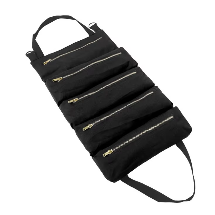 Wholesale Canvas Cotton Multi-Purpose Tool Roll up Bag Organizer Bucket with Wrench Pouch for Tool Storage