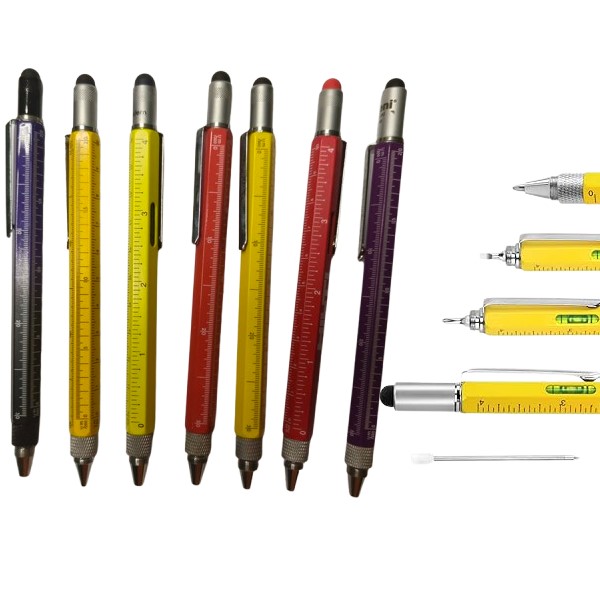 6 In 1 Engineer Multi-Tool Touch Screen Stylus Spirit Level Ruler Pen Premium Quality Promotional Ballpoint Pen