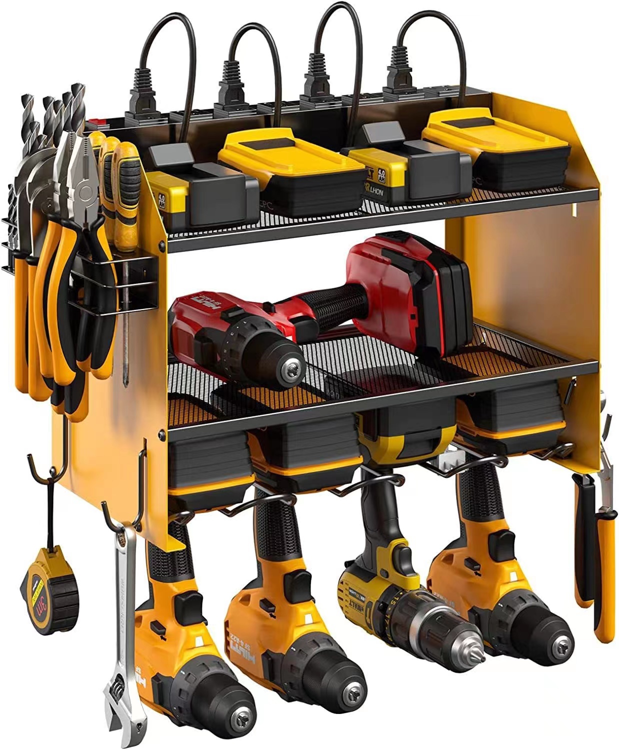 Heavy Duty Power Tool Organizer Drill Holder Wall Mount Overhead Garage Storage Rack Power Tool Organizer