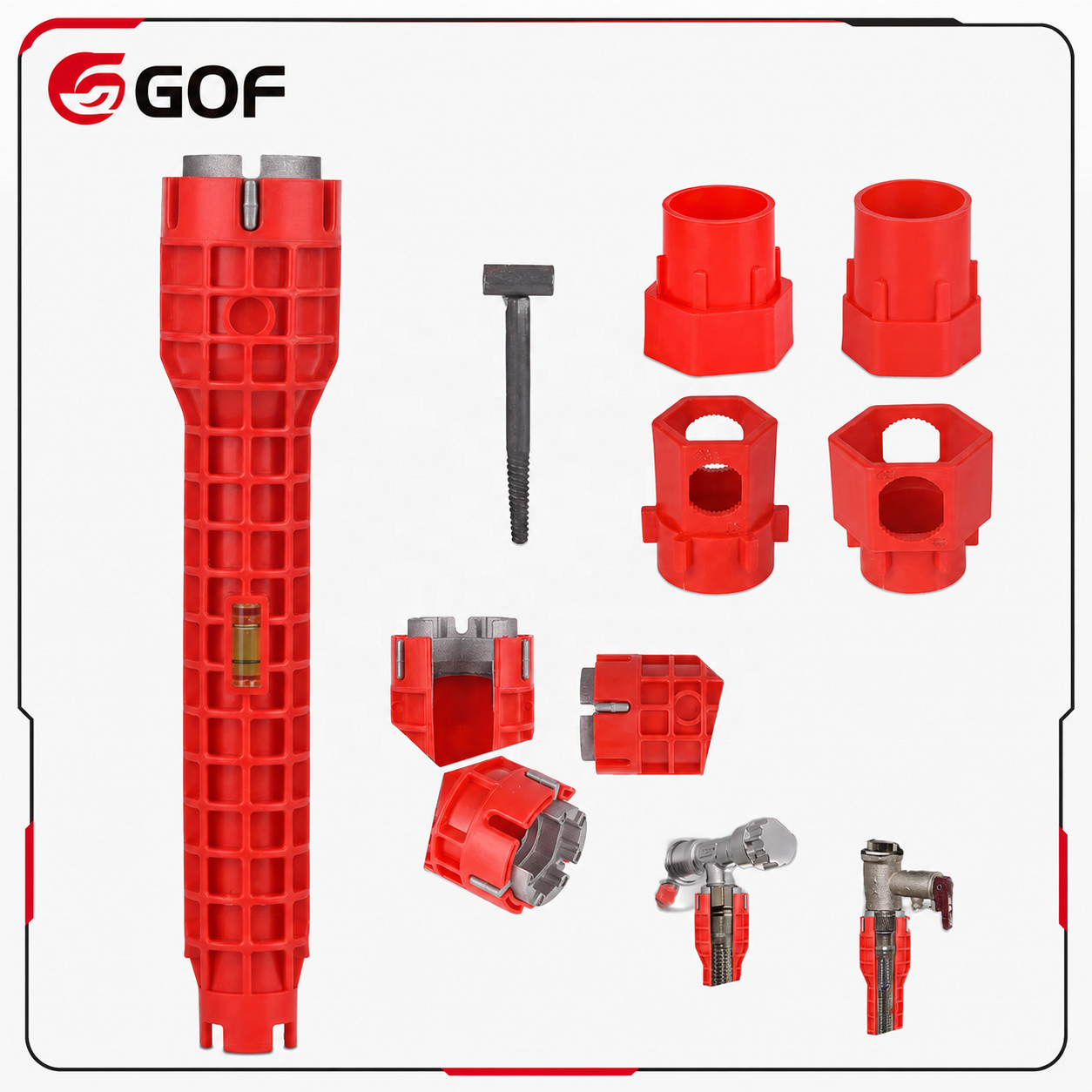 8-in-1 Customizable OEM DIY Alloy Basin Pipe Wrench Set Multifunctional Metric Faucet Installer Plumbing Tool Box Toilet Bowl