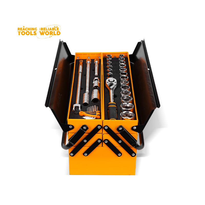 DINGQI 59pcs Multi-layer Folding Combination Wrench Pliers Screwdriver Toolbox Set
