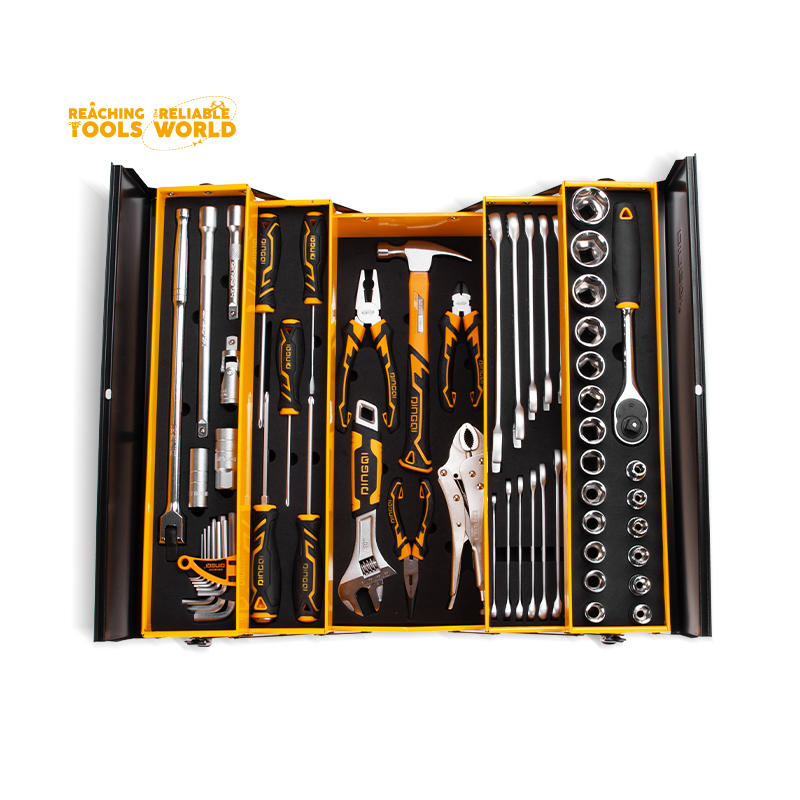 DINGQI 59pcs Multi-layer Folding Combination Wrench Pliers Screwdriver Toolbox Set