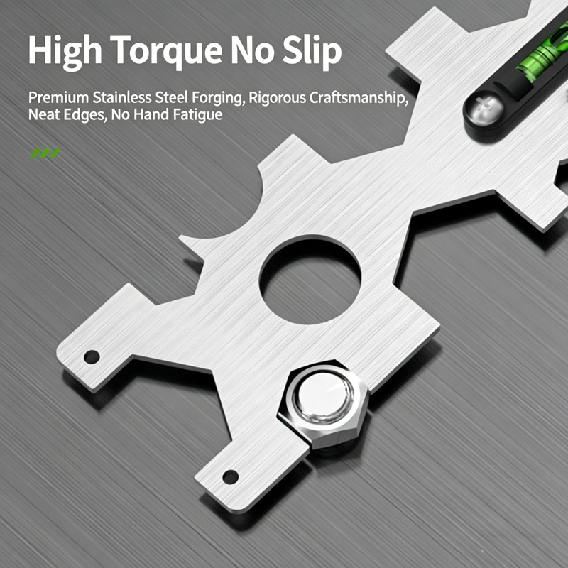 15-in-1 Multifunctional Bathroom Wrench, 7-32mm Universal Plumbing Wrench with Built-in Level Gauge