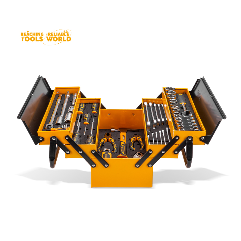 DINGQI 59pcs Multi-layer Folding Combination Wrench Pliers Screwdriver Toolbox Set