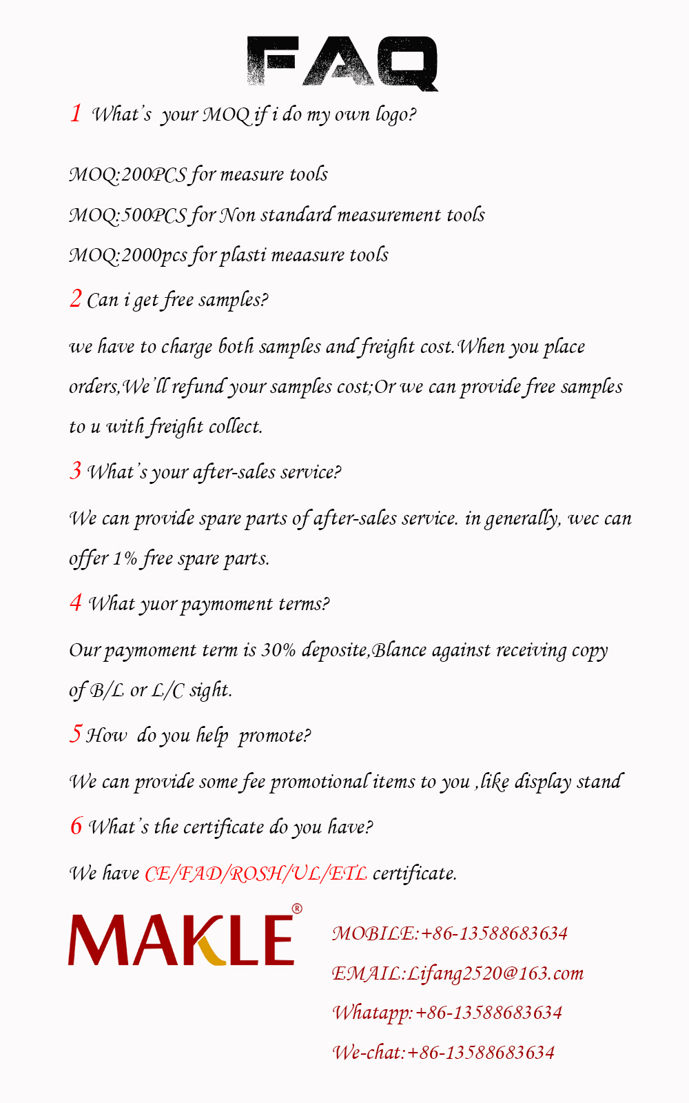 FAQ Reference Sheet