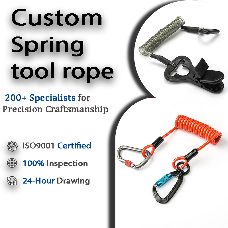 GUOFENG Custom Spring Security Cable Lanyard Heavy Duty Fall Protection Tether Adjustable Safety Accessory For Construction Use