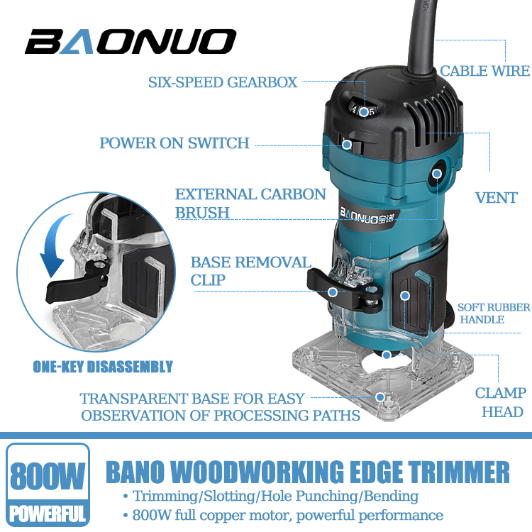 High Quality Multifunction Wood Edge Trimming Machine Wood Electric Router Automatic Adjustable Speed Edge Trimming Machine
