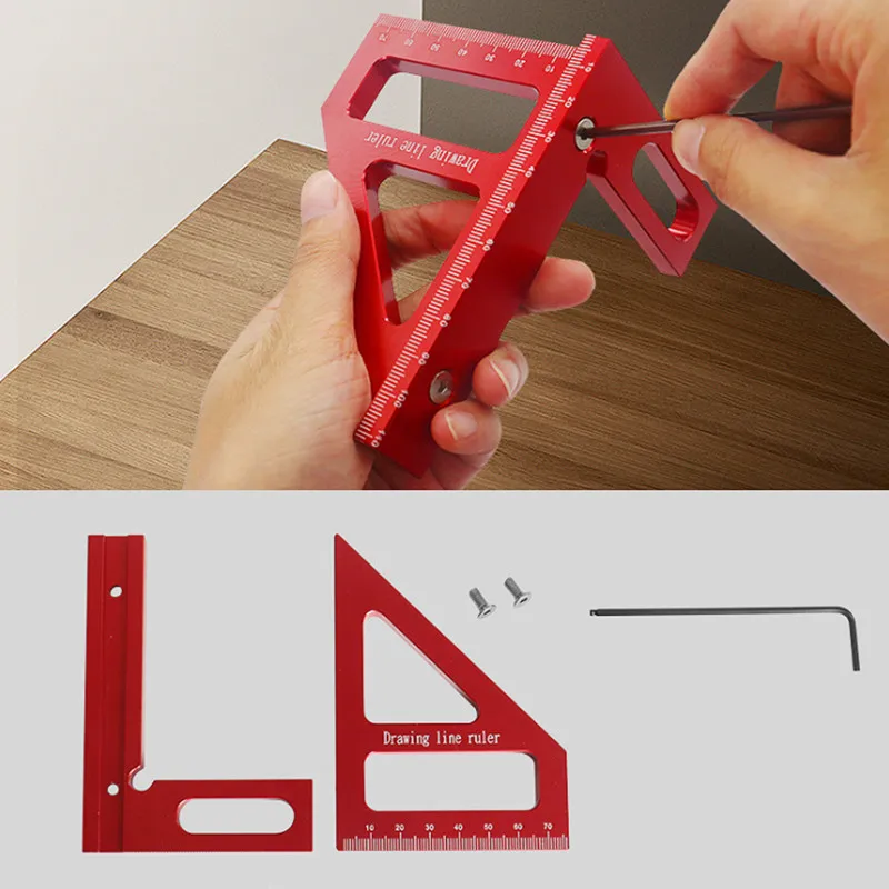 Carpenter Square Woodworking Protractor Aluminum Alloy Triangle Ruler DIY OEM Multi-Angle 45/90 Degree Layout Measuring Tool