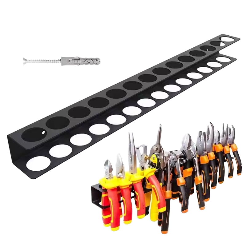 Stainless Steel Single Tier Wall Mounted Non-folding Sustainable Tropical Style Pliers and Hand Tool Organizer Rack