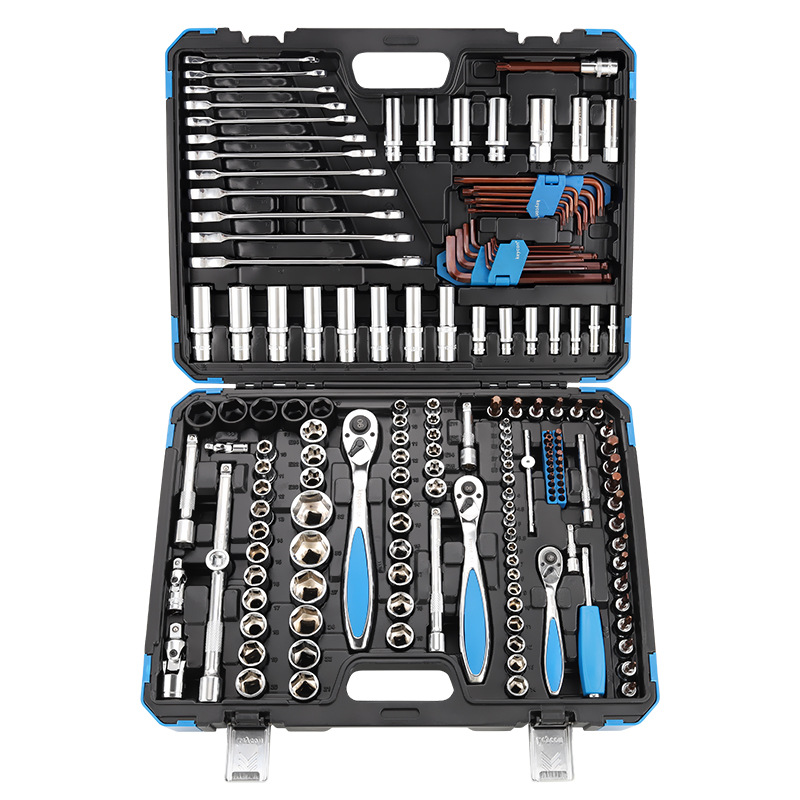 168-Piece Auto Repair Socket Wrench Combination Set with Chrome Vanadium Steel Bit Holder &amp; Hard Case for Automotive Maintenance