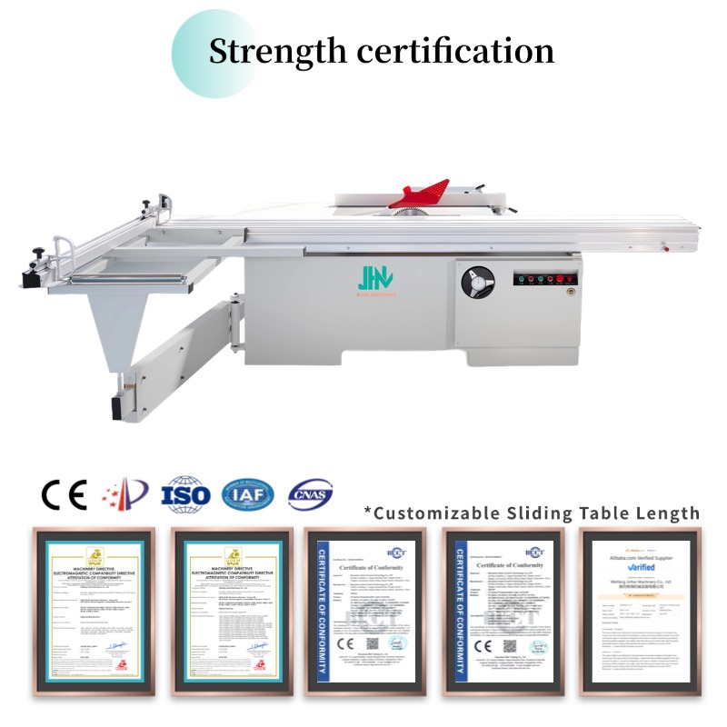 JINHAI 4kW 380V Sliding Table 45 Degree Precision Panel Saw For MDF Production With PLC Control