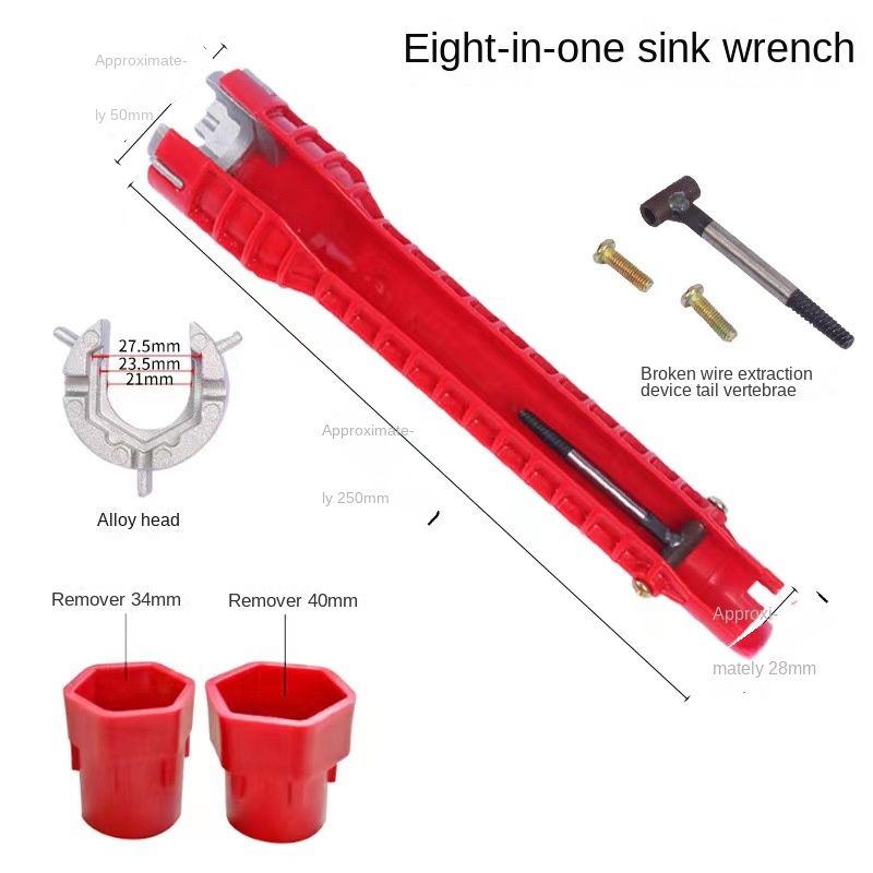 Hot-Selling Eight-in-One Multi-Function Sink Wrench New Water Pipe Faucet Bathroom Installation Tool OEM Customized Support