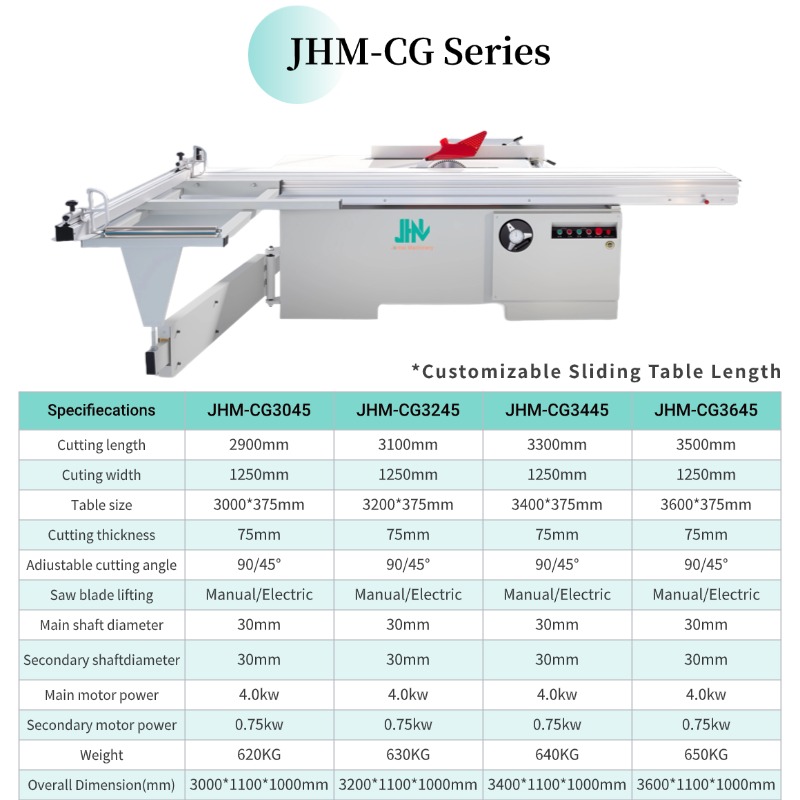 JINHAI 4kW 380V Sliding Table 45 Degree Precision Panel Saw For MDF Production With PLC Control