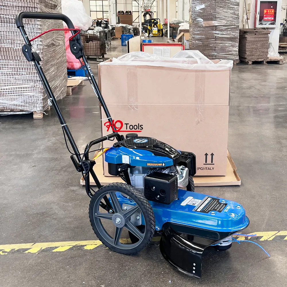 Gasoline Wheeled Hand Push Grass Trimmer Cutting Machine for Lawn Care