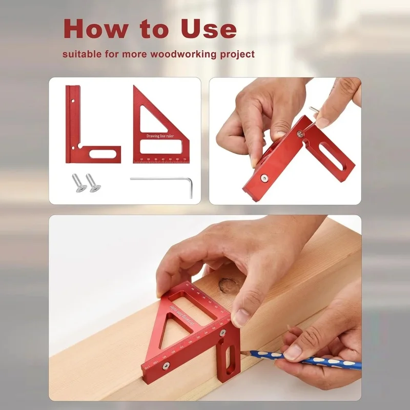 Carpenter Square Woodworking Protractor Aluminum Alloy Triangle Ruler DIY OEM Multi-Angle 45/90 Degree Layout Measuring Tool