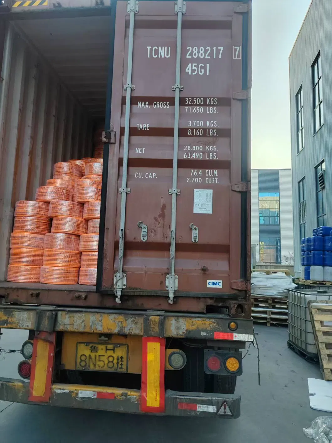 Hose Rolls Packed and Labelled inside Container