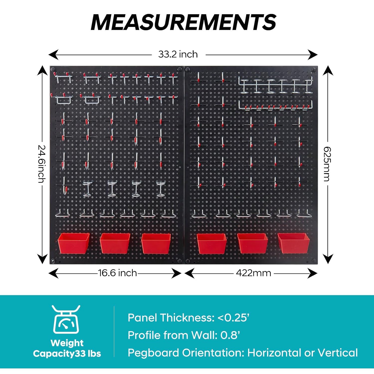 Steel Pegboard Kit with Vast Accessories for Tool Storage and Garage Organization Storage Holders &amp; Racks