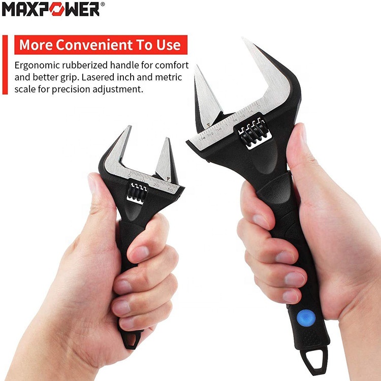MAXPOWER 200mm Plumbing Adjustable Wide Mouth Wrench with Soft Grip