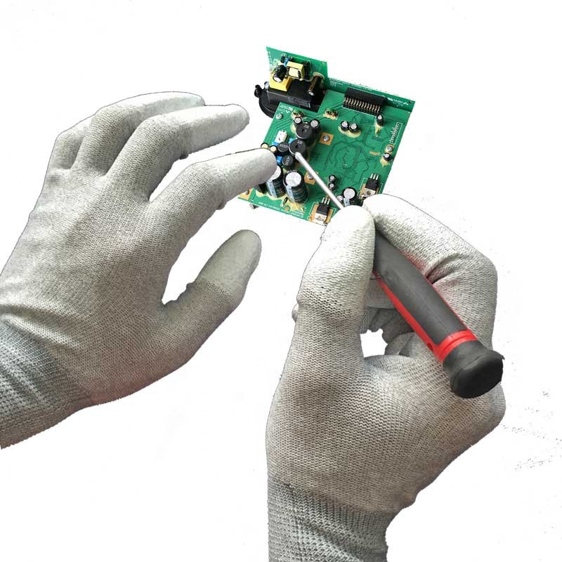 NMsafety ESD Gloves Manufacturer PU Coated Dipped Safety Hand Protective Gloves Touchscreen Carbon Top Gloves For Work
