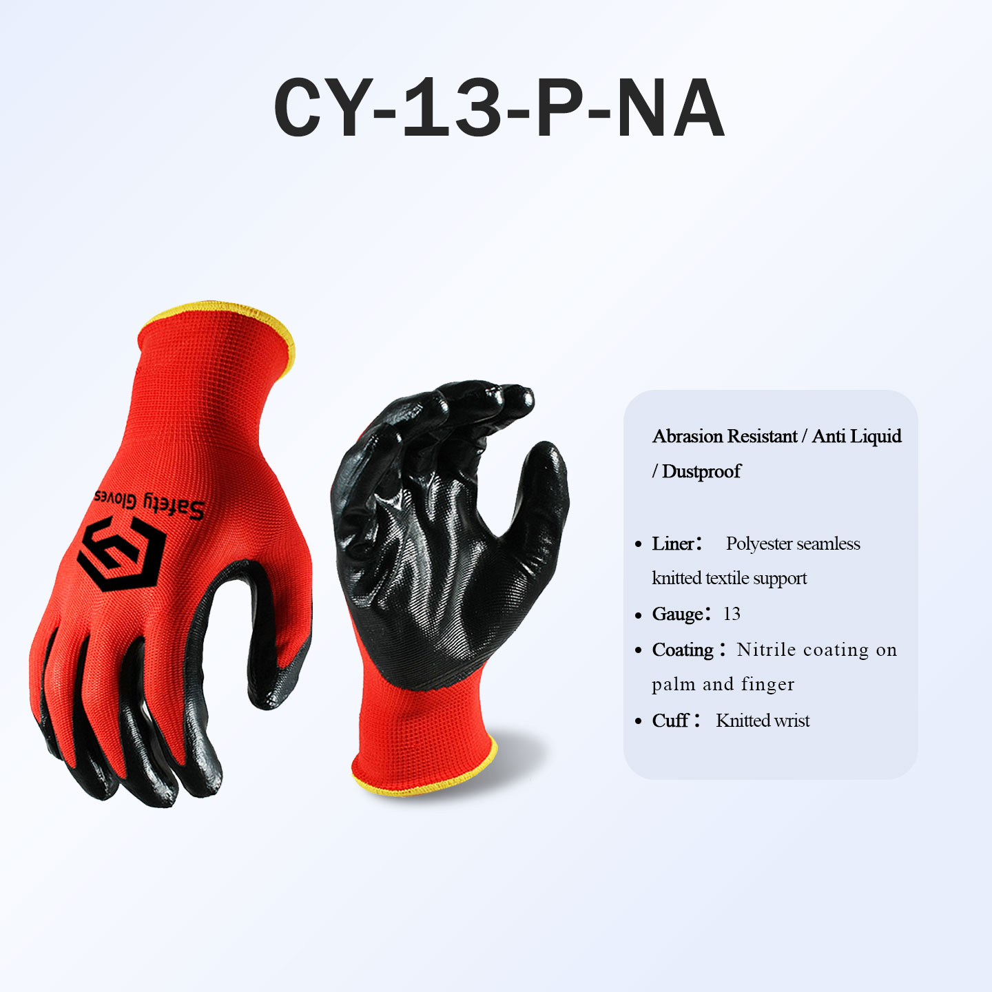 CY MechanicHand Gloves For Nitrile Coated Work Construction Workshop Heavy Duty Gloves Worker Brick Builders Grip Safety Gloves