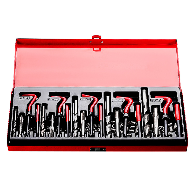 131-Piece Red Thread Repair Tool Set With High Precision Fast Tapping For Automobile Thread Damage Repair High Speed Steel Case