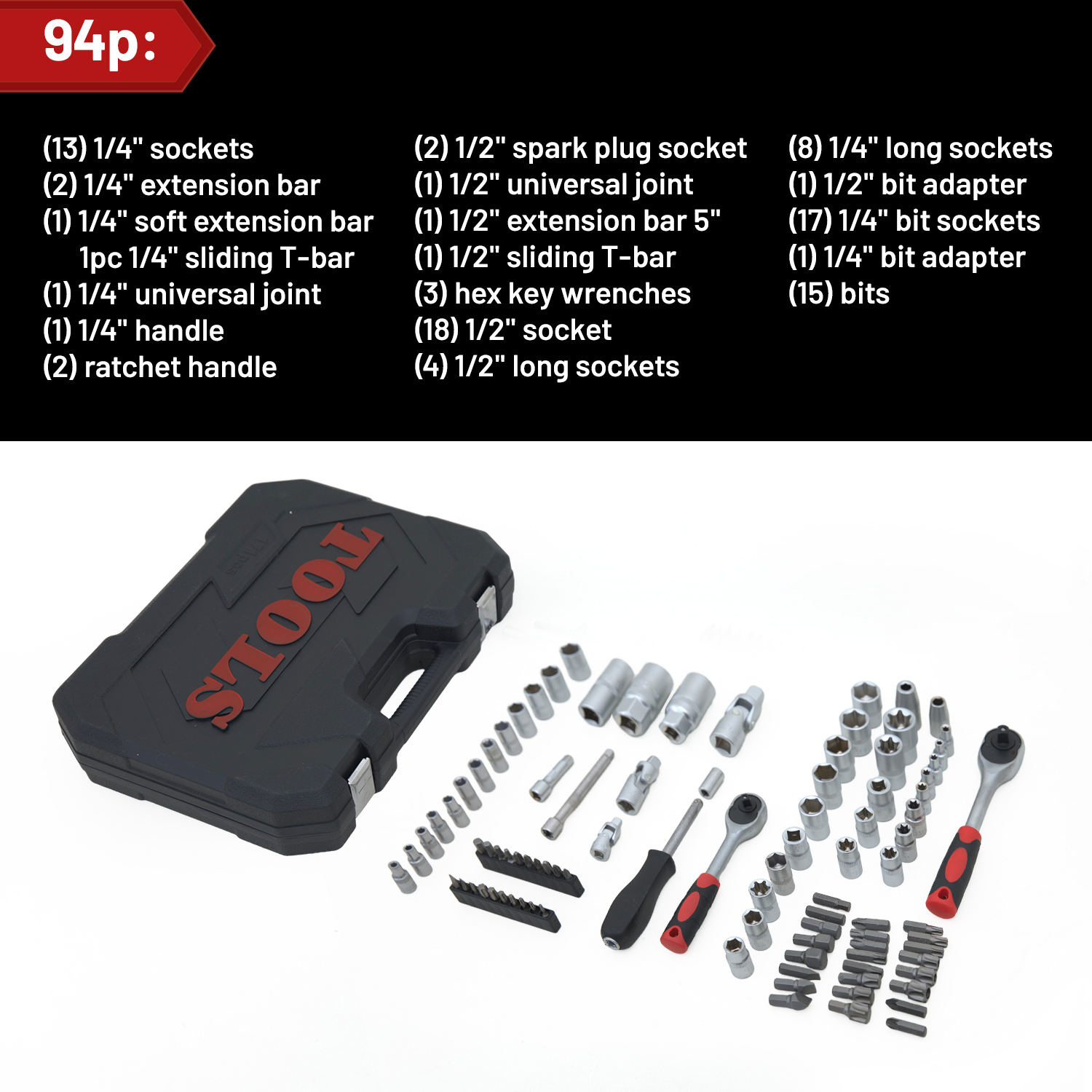 Wholesale 171pcs 1/4" 3/8" 1/2" Socket Set Ratchet Wrench Sockets Tool Kit