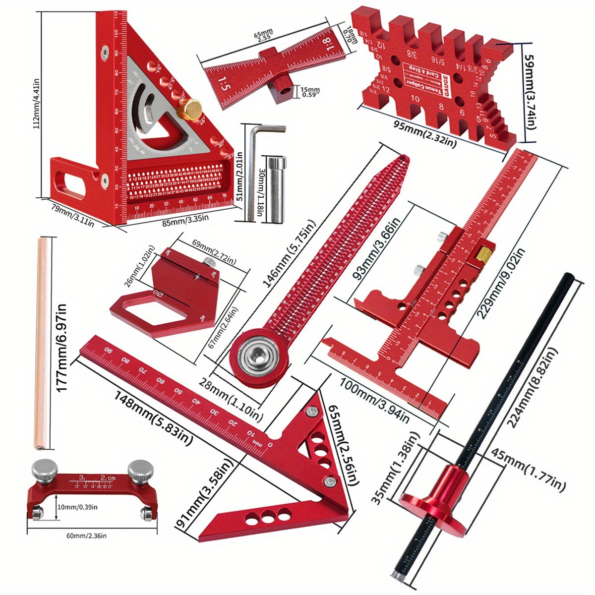 Measurement Tool Kit with Storage Box Assistance, Project Planning and Layout Assistance Kit