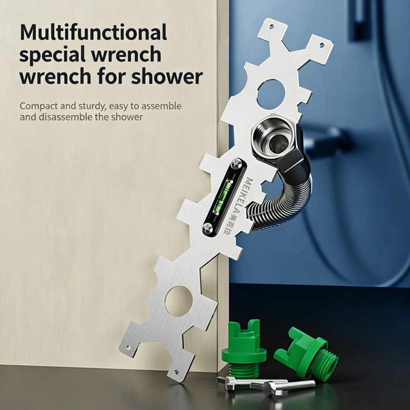 15-in-1 Multifunctional Bathroom Wrench, 7-32mm Universal Plumbing Wrench with Built-in Level Gauge