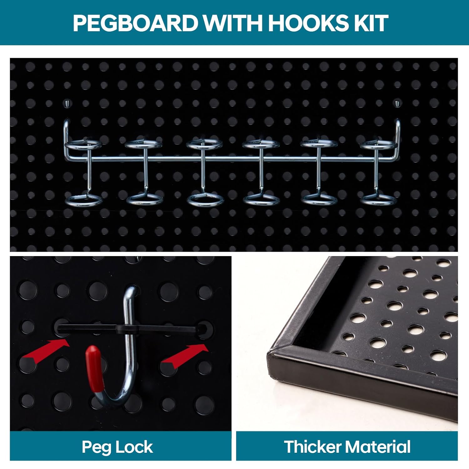 Steel Pegboard Kit with Vast Accessories for Tool Storage and Garage Organization Storage Holders &amp; Racks