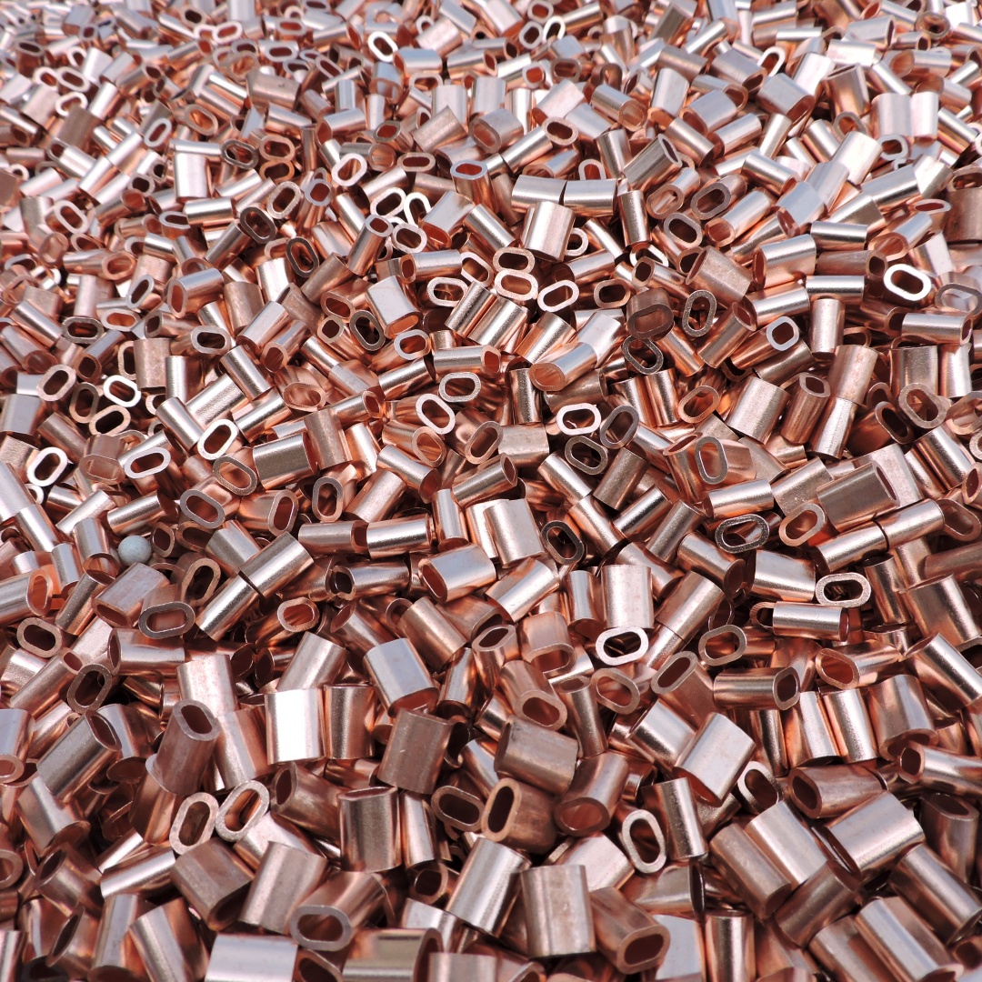 Copper Oval Crimp Sleeves Kit For 1-24mm Wire Rope - Single Barrel Cable Ferrule &amp; Loop