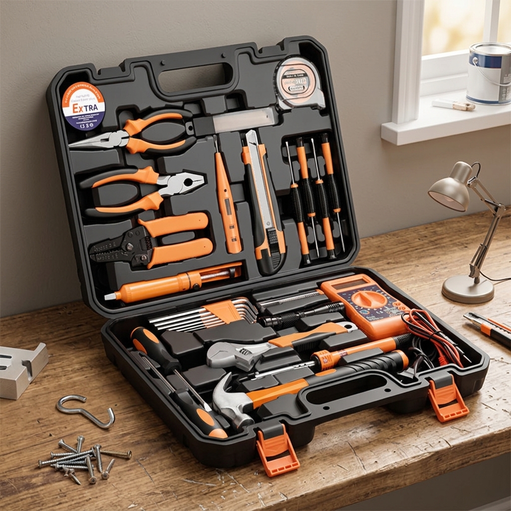 Household Hardware Hand Tools Combination Toolbox Gift Set with Socket Set Wrenches Pliers